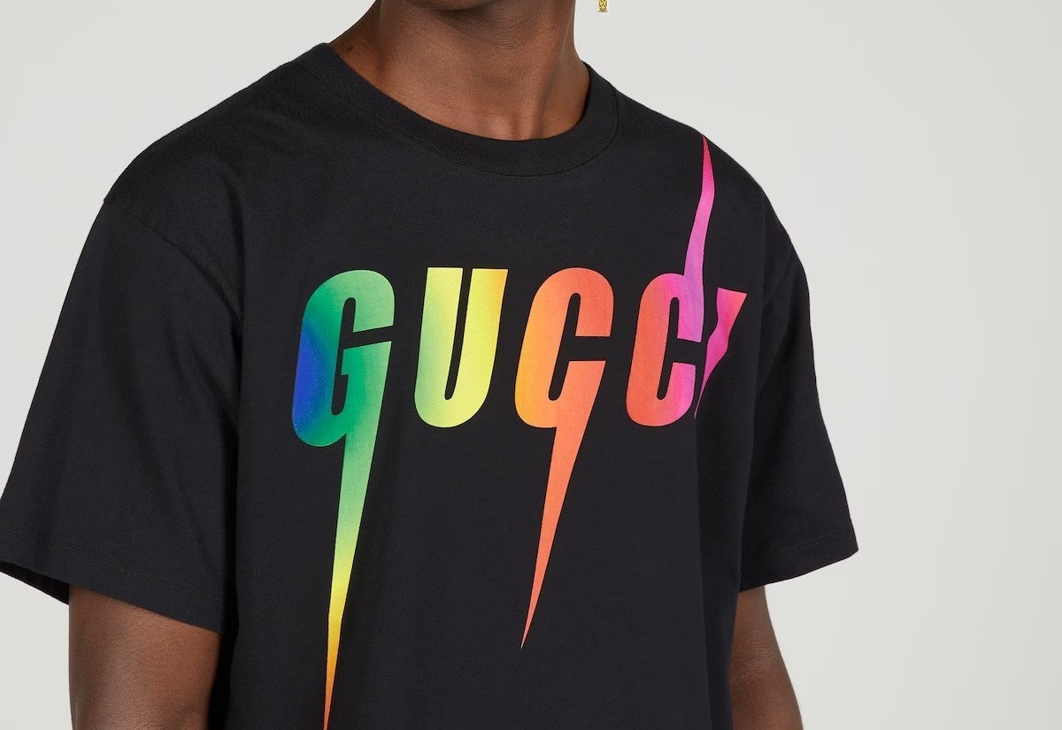 T-shirt in cotone con stampa Gucci Blade 616036 XJFF9