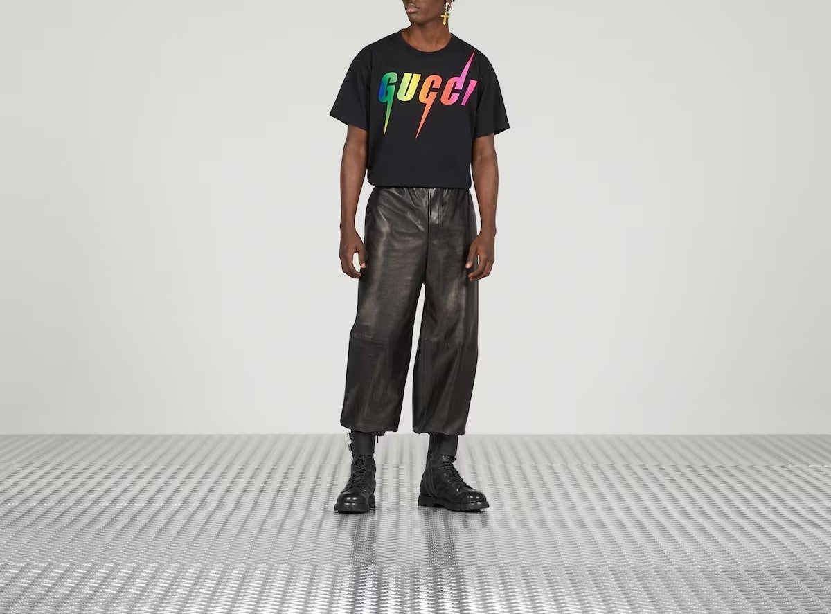 T-shirt in cotone con stampa Gucci Blade 616036 XJFF9
