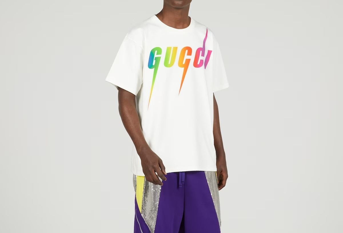 T-shirt in cotone con stampa Gucci Blade 616036 XJFF9
